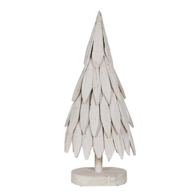 BigBuy Christmas Sapin de Noël Blanc en Bois de Paulownia 26 x 18 x 70 cm