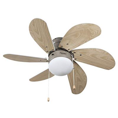 Bestron Plafondventilator met Lamp, Ø 75 Cm, 50 W, Esdoorn/Wit, DC30T, Esdoorn/Wit