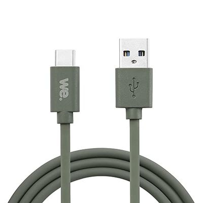 WE Cavo USB a USB-C in Silicone, ricarica rapida da 2 metri, USB 3.2 gen 1 (USB 3.0), ricarica e trasferimento dati - verde cachi
