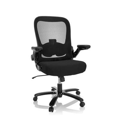 hjh OFFICE 691006 Chaise pivotante XXL Instructor SW I Tissu/Maille Noir Chaise supportant Le Poids jusqu'à 220 kg, Chaise de Bureau Lourde