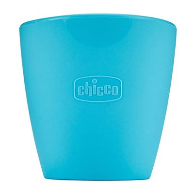Chicco Easy Mug, Petite Tasse en Silicone avec Bord Incliné, Facile pour les Petits enfants pour Ne Pas Renverser Le Liquide, Flexible et Facile à Nettoyer, 6 Mois+, Bleu