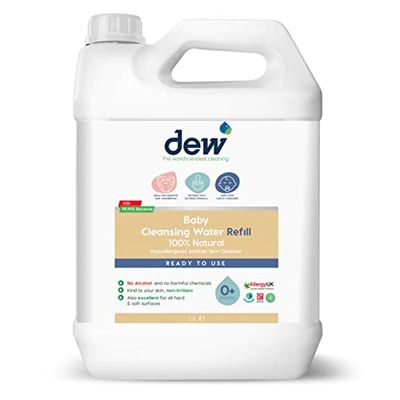 Dew Baby Cleansing Water: 100% Natural Antibacterial Baby Sanitiser Spray | Hypoallergenic Sterilising of Hand, Bum, Face, Dummy & Safe if Ingested. Cleans Skin Before Applying Nappy Rash Cream