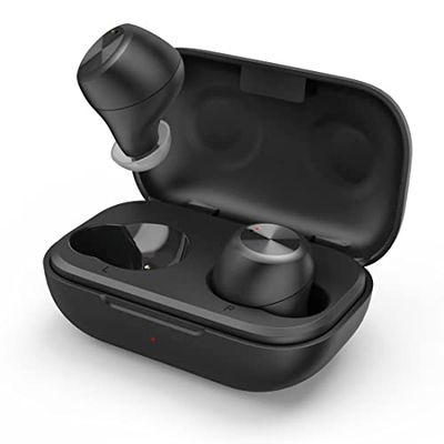 THOMSON Ecouteurs Bluetooth sans Fil (Ecouteurs Bluetooth Stéréo, TWS, Micro, Station de Charge, IPX4, Ecouteurs Intra-Auriculaire, Grande Autonomie, Port Micro USB, Controle Vocale+Tactile) Noir
