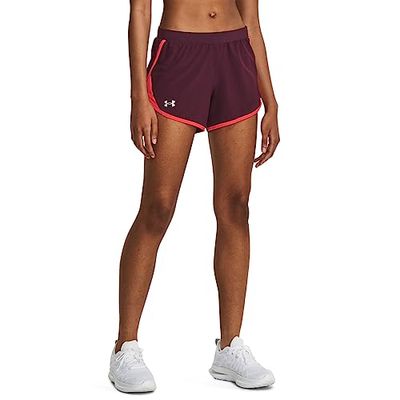 Under Armour Fly By 2.0 Pantaloncini da Corsa, Donna, Marrone Scuro/Beta/Riflettente, S/M