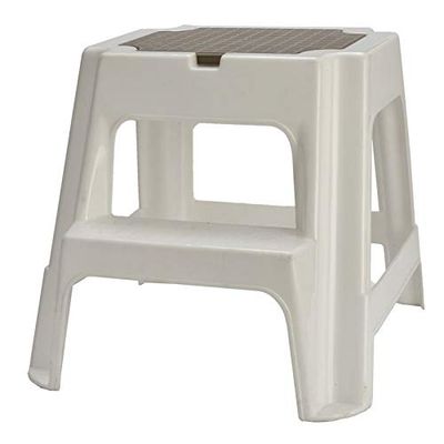 LEGA Gereedschapskruk 2 treden van polypropyleen, wit, 48 x 42 cm H
