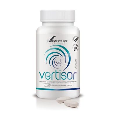 Soria Natural Vertisor – Con Calcio, Vitamina D3 y Vitamina K2 – Alivia y Ayuda a Reducir los Mareos y Vértigo – 100 comprimidos de 1100 mg.
