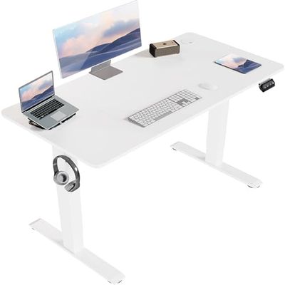 JUMMICO In hoogte verstelbaar bureau 120 x 60 cm, staand bureau (71-119 cm), in hoogte verstelbaar, elektrisch met 2-geheugenbesturing en anti-botsingsfunctie (wit)