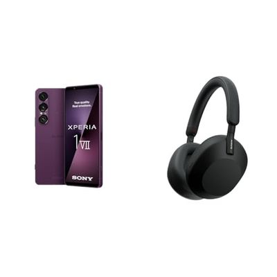 Sony Xperia 1 VII - 6,5" 19,5:9 FHD+ HDR OLED 120Hz, Triple lens with ultra-wide-angle lens, Android 15,Dual SIM, Orchid Purple WH-1000XM5 Noise Cancelling Wireless Headphones - Black