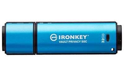 Kingston IronKey Vault Privacy 50 Drive Flash Drive USB FIPS 197 Type-C gecertificeerde & XTS-AES 256-bits gecodeerde USB-drive voor - IKVP50C/32GB