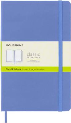 Moleskine - Classic Notebook, Plain Notebook, Hard Cover and Elastic Closure, Size Large 13 x 21 cm, Colour Hydrangea Blue, 240 Pages