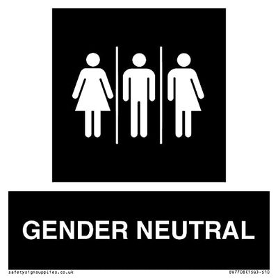 Female, Male and Non-gender specific in black panel Sign - 100x100mm - S10