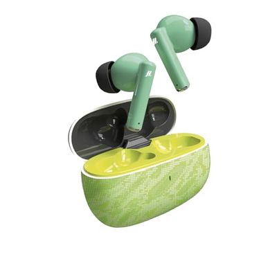 Music Hero auricolari wireless TWS, design Rash Fantasy, custodia di ricarica da 200 mAh, controlli touch, microfono integrato, in-ear, verde e nero