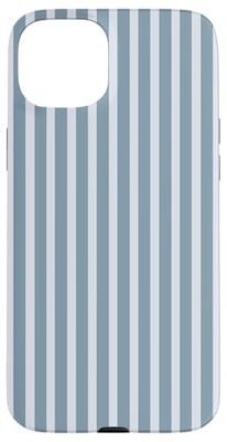 Cute Blue Light Gray Stripes Vertical Lines Minimalist Case for iPhone 15 Plus
