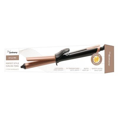 Paul Anthony 'StylePro' 25mm Tight Curlling Tong Styler with Keratin, 5X temperatures, Quick Heat up, 60 Minutes Safety Cut Out - H2117