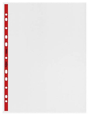 Rexel Quality A4 Punched Pockets with Red Spine, Left Opening, Embossed, Pack of 25, 12253