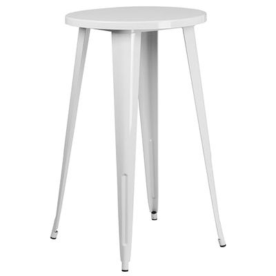 Flash Furniture Table Ronde en métal de qualité Commerciale, 61 cm, pour intérieur/extérieur, Blanc