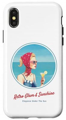 Fille rétro sur la Plage – Ambiance Estivale des années 50 Coque pour iPhone X/XS