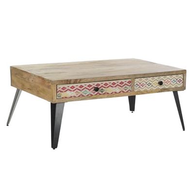 Salontafel, metalen handgreep, 110 x 70 x 46 cm, bruin