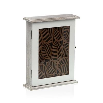 Versa Sleutelkast wit bladeren MDF 6 x 25 x 19,5 cm
