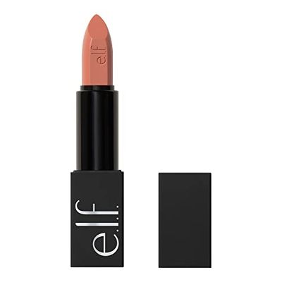 e.l.f. O Face Satin Lipstick, rossetto cremoso a lunga tenuta, nutriente e altamente pigmentato, infuso con jojoba, prodotto vegano e non testato sugli animali, Dirty Talk