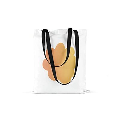Bonamaison Bolso De Mano Impreso, 100% Algodón, Bolso de la Compra Reutilizable, Bolso De Compras, Ecológico, Plegable, Bolso de Tela de Lona con Asas Negras, 48x55 Cm - Fabricado en Turquía