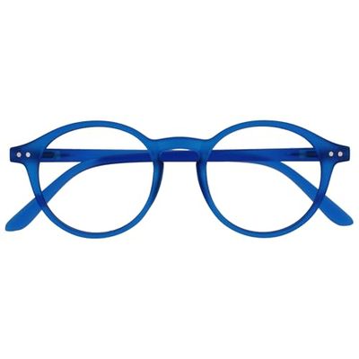 OPULIZE REY Reading Glasses - Retro Round Frame - Matt Blue - Mens Womens - Spring Hinges - R56-3 - +1.00