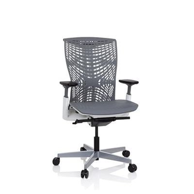 hjh OFFICE 640511 siège de Bureau Professionnel SKOPE TPE Gris/Blanc Ergonomique Fauteuil de Bureau Dossier Flexible, Profondeur d’Assise et accoudoirs Ajustables