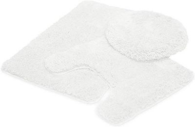 Kids Zone Home Linen Lot de 3 Tapis de Bain Solides et antidérapants - Blanc Pur