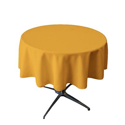 LA Linen Poliéster Poplin Round Tablecloth, 58", dourado