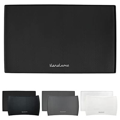 KaraLuna Tappetino in silicone di alta qualità, 60 x 40 cm (nero, rettangolare), tappetino per cibo per cani, ciotola per cani, ciotola per il caffè, tappetino in silicone