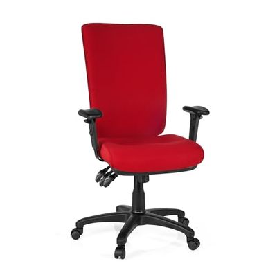 hjh OFFICE 702120 Chaise de Bureau Professionnelle Zenit High Tissu Rouge Chaise pivotante Ergonomique, accoudoirs et Dossier réglables