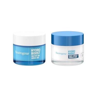 Neutrogena Hydro Boost Day and Night Hydration Regime Duo with Gel Face Moisturiser (1x 50ml) and Night Cream (1x 50ml), Formulated with Hyaluronic Acid, Suitable for Dry Skin