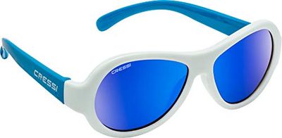 Cressi Scooby Óculos de sol para crianças, juventude unissexo, branco/azul/lentes espelho azul, 0-2 anos