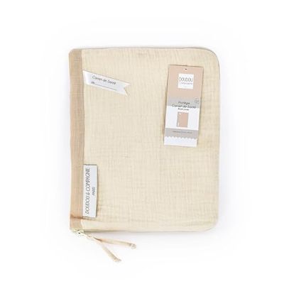DOUDOU ET COMPAGNIE - Protège Carnet de Santé Beige - Collection HAPPY WILD - Protection Pratique - 22 cm - Matière 100% Lange Coton - Idée Cadeau Naissance Pour Bébé - DC4122