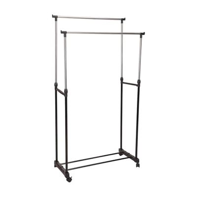 Well Home Kledingrek met wielen met 2 versterkte stangen en metalen frame, H.90-160 cm