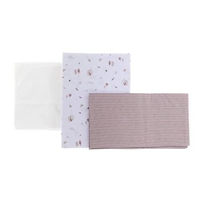 Cambrass 3-delige set voor babymandjes, hoeslaken, dekbedovertrek en kussensloop, 100% katoen, groen, beige, 80 x 120 x 1 cm