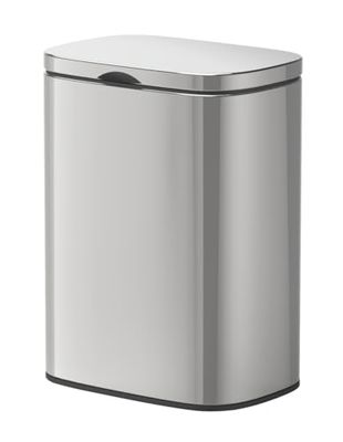 WENKO Sare Wall-Mounted Cosmetic Bin 5 litres with Lid and Easy-Close Soft-Close Mechanism, Bathroom Bucket Made of Shiny Rustproof Stainless Steel, Attachment No Drilling, 21 x 29.5 x 18 cm