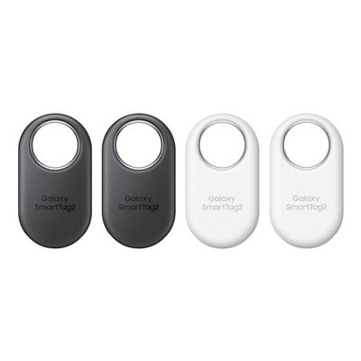 Samsung Galaxy SmartTag2 Bluetooth Tracker (4 Pack), Compass View AR, Find Lost Mode, 2 Zwart/2 Wit