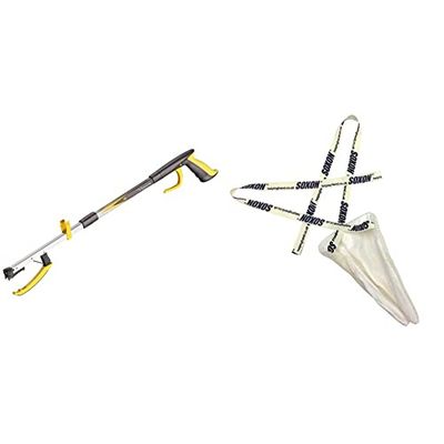 Helping Hand Company Classic Pro Folding Reacher Grabber 21 inch / 53cm. Long Handled Grabber Stick for Elderly, Disabled & Soxon Sock Aid - Fabric Sock Aid Tool and Stocking Applicator, White