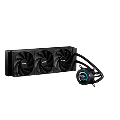 VEVOR Dissipatore di Calore a Liquido per AIO CPU, 3 Ventole PWN Raffreddamento da 120 mm e Pompa, con Display LCD da 283 x 120 x 56 mm, per Intel 115X/1366/2011/1700/1200, AMD AM4/AM5