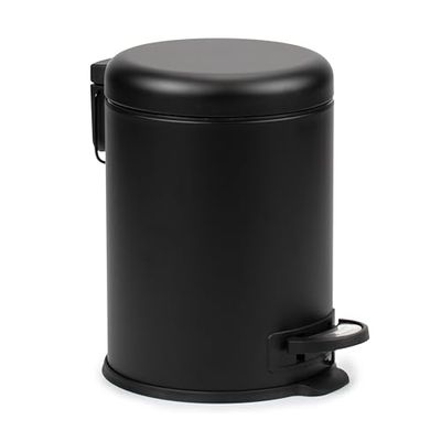 Tatay Poubelle Salle Bain avec Pédale 5L | Acier Inoxydable Résistant et Élégant | Couvercle Silencieux | Seau Hygiénique Amovible | Format Compact – Noir