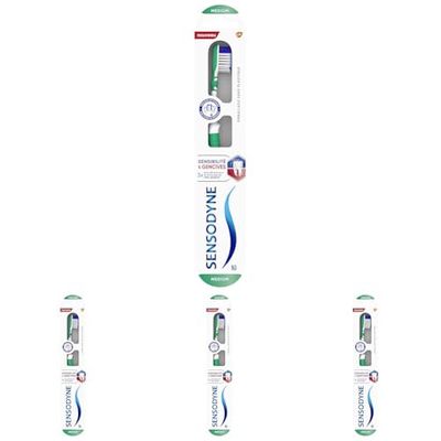Sensodyne Brosse à Dents Sensibilité & Gencives Medium Pour Un Nettoyage En Douceur Des Dents Sensibles, Sensibilité Dentaires, Sans Endommager Les Gencives, Couleur Aléatoire (Lot de 4)