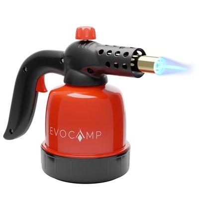 EVOCAMP Quemador de gas pequeño de 1,3 kW, soplete de cocina, soplete con encendido piezoeléctrico, quemador Bunsen para la cocina, encendedor de barbacoa, temperatura máxima 1300 °C