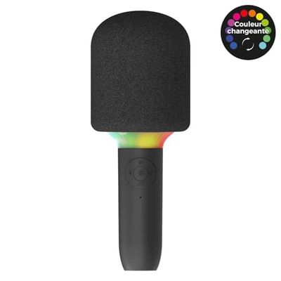PARTY TIME, HT0133, Altoparlante Micro Karaoke, Suono di Alta Qualità, Effetti Luminosi Spettacolari, Microfono Incluso, Connettività Polivalente, Portabilità e Design Compatto, black, Lumineux