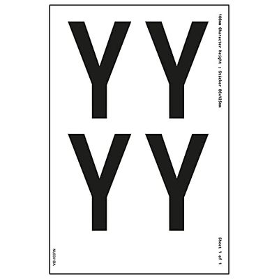 V Safety One Letter Sheet - Y - 13 mm Character Height - 300 x 200 mm - Self Adhesive Vinyl