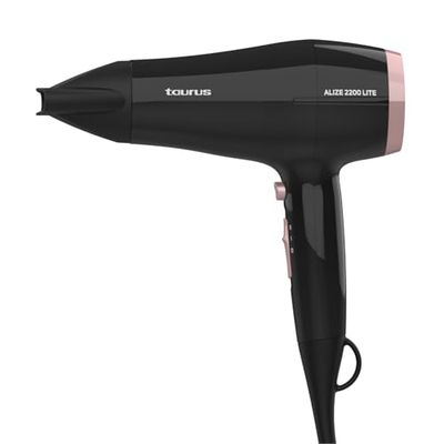 Taurus - Sèche-cheveux Alize 2200 Lite 2200W | Compact | Ultra léger 325g | 2 vitesses/températures | Air froid | Concentrateur | Easy & Safe | Noir