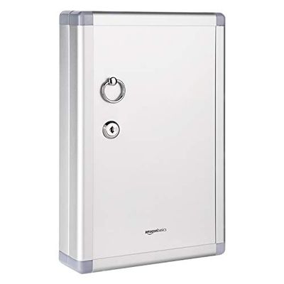 Amazon Basics Sleutelkast, voor 24 sleutels, afsluitbare box, rechthoekig, 6,1 x 21,59 x 31,75 cm, zilver