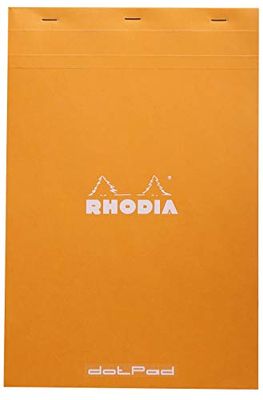 RHODIA 19558C - Dot pad Stapled Notepad N°19 Orange - A4+ - Dot Dotted - 80 Detachable Sheets - White Clairefontaine Paper 80 g/m - Soft and Resistant Coated Card Cover - Basics