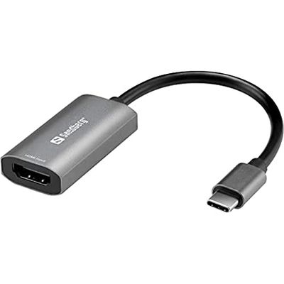 Sandberg HDMI Capture Link to USB-C, Adaptateur 4K HDMI vers USB-C, Full HD 1080p 30FPS, Dispositif de Capture Vidéo pour Diffuser des Vidéos de Jeu Xbox PS4 Switch TV, Liaison HDMI vers USB-C