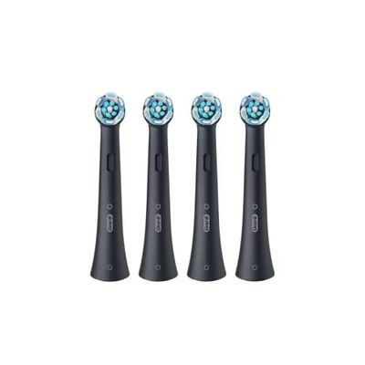 Oral-B iO Ultimate Clean - Testina per spazzolino elettrico, setole intrecciate e angolate, per una rimozione più profonda della placca, nero, 4 pezzi (confezione da 1)
